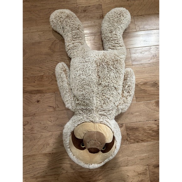 HUGE Goffa Plush Sloth 38" Soft Stuffed Animal Jumbo Sloth Gold Eyes Tan Brown - Picture 4 of 12